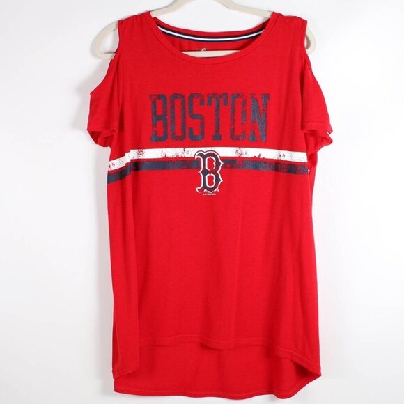 Boston Red Sox Cold Shoulder Top - High Low - Size 2XL - Picture 1 of 8